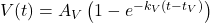 V(t) = A_V \left(1 - e^{-k_V (t - t_V)}\right)