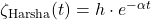  \zeta_{\text{Harsha}}(t) = h \cdot e^{-\alpha t} 