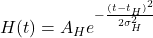 H(t) = A_H e^{-\frac{(t - t_H)^2}{2\sigma_H^2}}