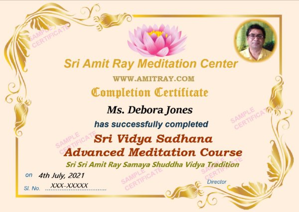 Sri Vidya Sadhana Course Certificate