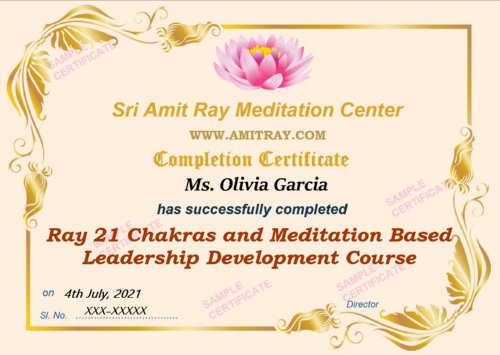 Chakra Based Leadership Development Course Sample Certificate